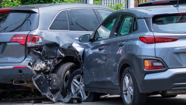 Car crashed into parked car on neighborhood street