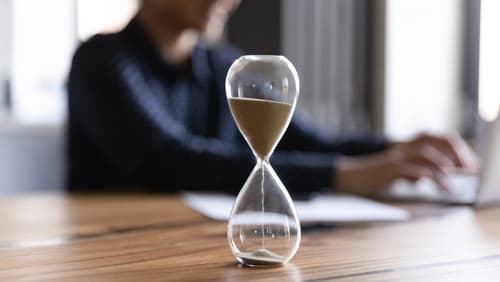 hourglass on table