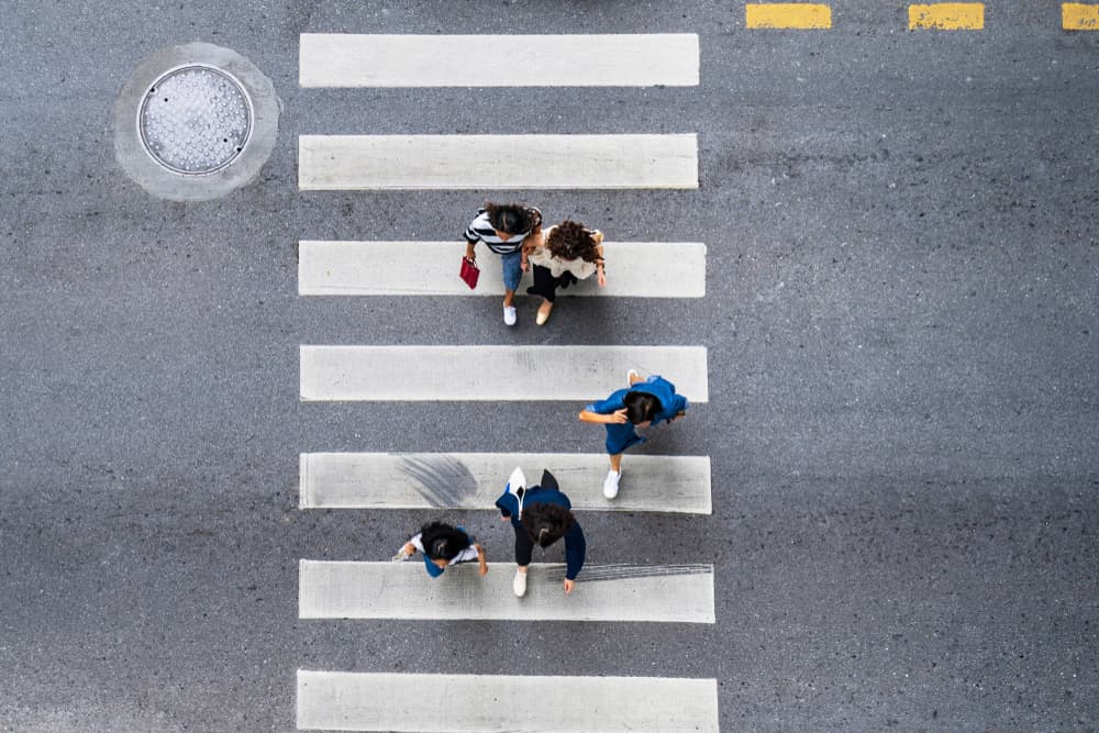 people in the crosswalk