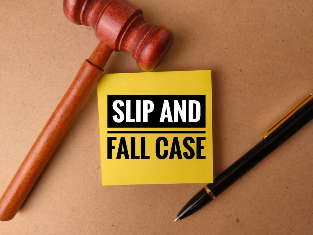 Slip and fall case legal concept with gavel representing need for a lawyer after Walmart accident